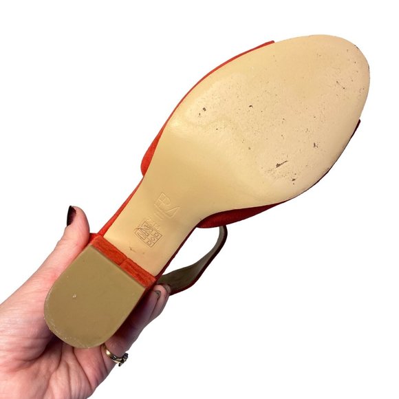 pelle moda pink/red Berlin Toe Block Heel Suede Ankle Strap Dress Sandals 7.5 - Picture 7 of 14